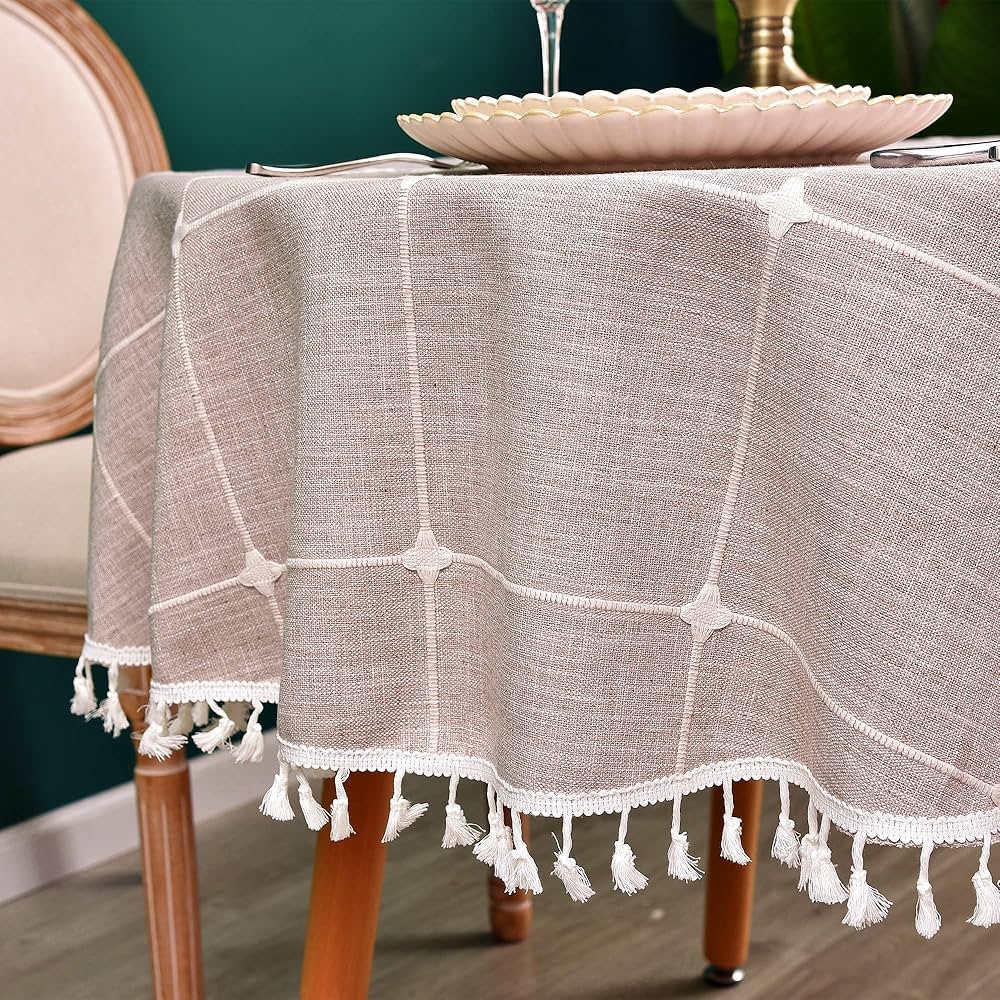 Amazon.com: Monibana Plaid Round Tablecloth 36 Inch Cotton